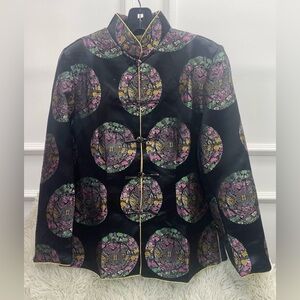 Elegant Black Patterned Women's Brocade Jacket